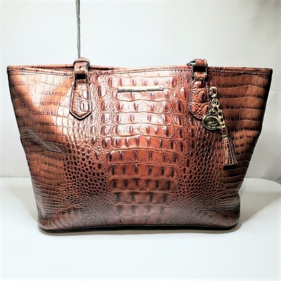 Brahmin Handbags - Brahmin Brown Asher Pecan Croc Embossed Tote